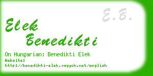 elek benedikti business card